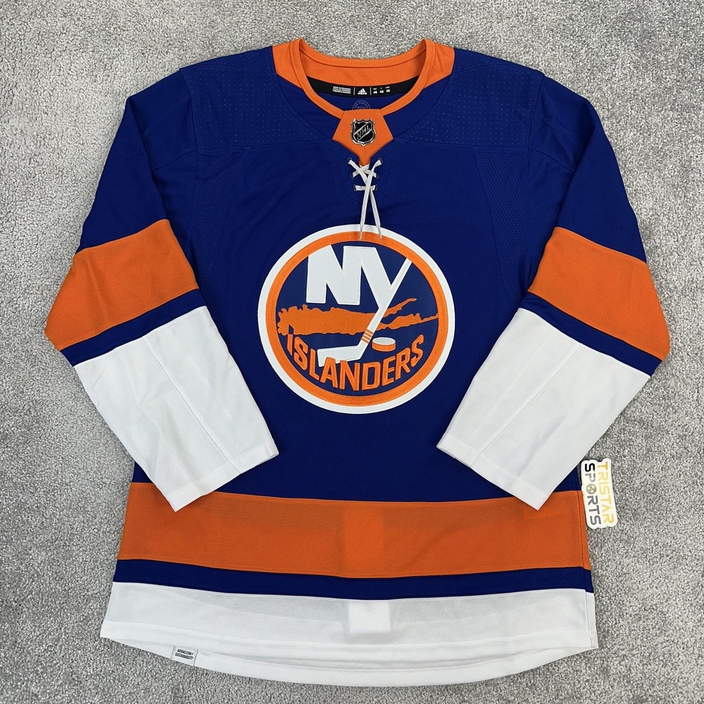 New York Islanders Jersey Mens 46 Blue Orange NHL Hockey Adidas Authentic GT5618